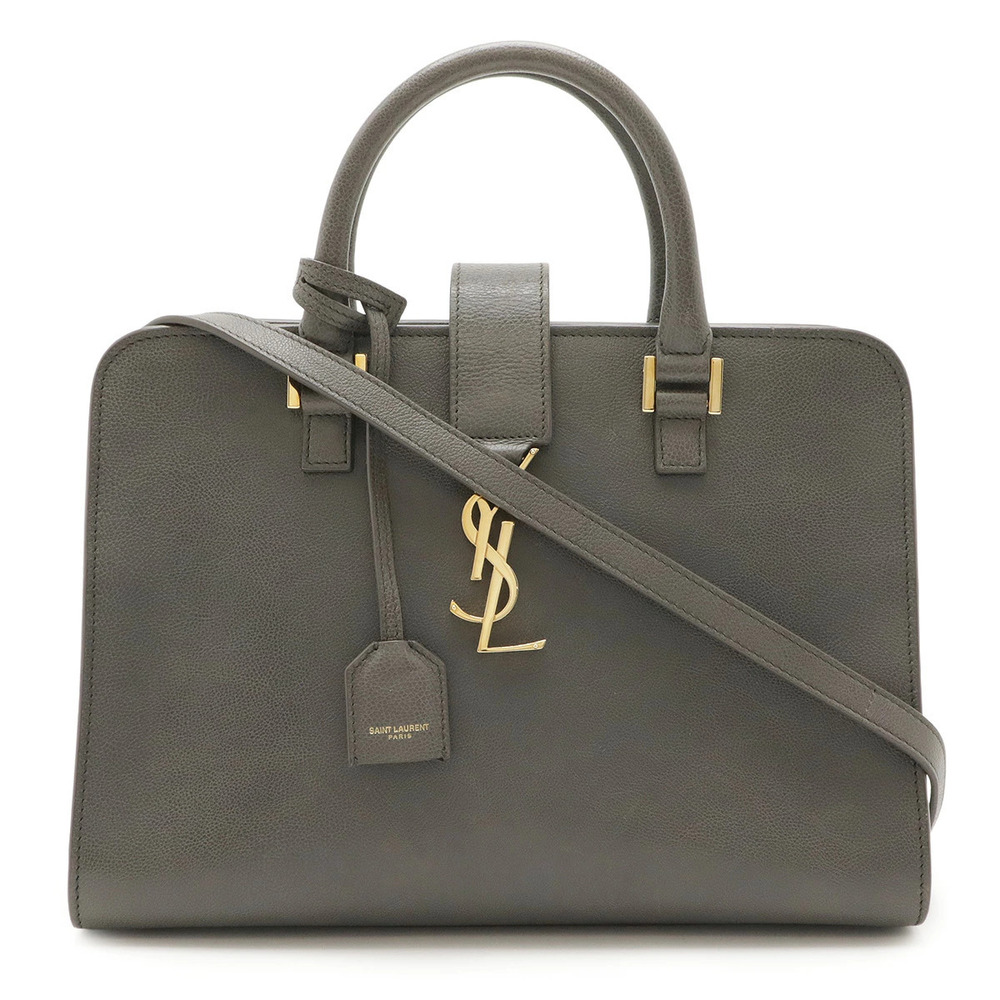SAINT LAURENT PARIS YSL Yves Cabas 2way Shoulder Bag Leather Gray